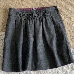 J Crew Grey Wool Pleated Skirt